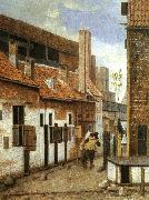 Street Scene with Two Figures Walking Away